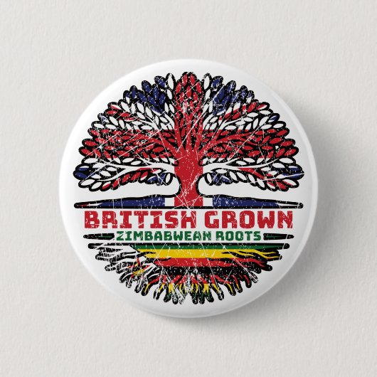 ジンバブエ英国統一されたイギリスの木 缶バッジ (正面)