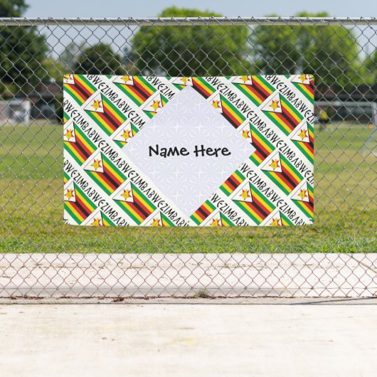 ジンバブエ ジンバブエ国旗 タイル模様 ブラック パーソナライズ 横断幕 (インサイチュ)