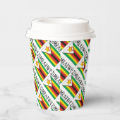 ジンバブエ ジンバブエ国旗 タイル模様 ブラック パーソナライズ 紙コップ (右)