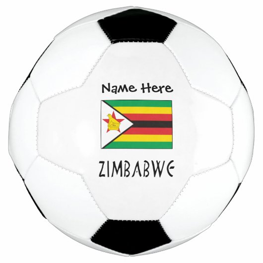 ジンバブエ ジンバブエ国旗 ブラック パーソナライズ 名前 サッカーボール (正面)
