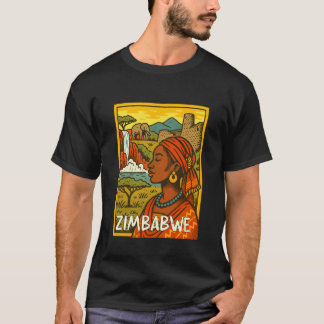 ジンバブエ レトロ コミック トラベリング ジンバブエで会いましょう Tシャツ