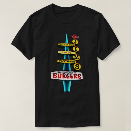 ジンバーガーレトロヴィンテージサイン Tシャツ (デザイン正面)