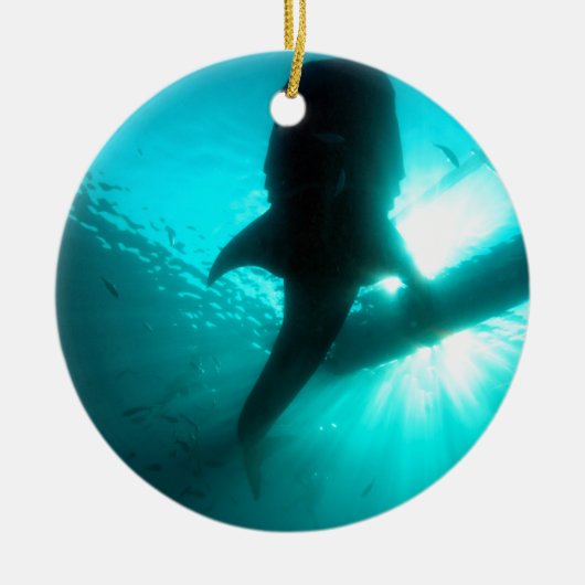 ジンベイザメのシルエット セラミックオーナメント (正面)