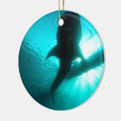 ジンベイザメのシルエット セラミックオーナメント (左)