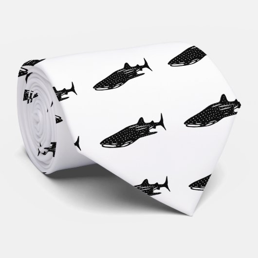 ジンベイザメ whale shark, rhincodon typus 切り絵 ネクタイ (ロール)