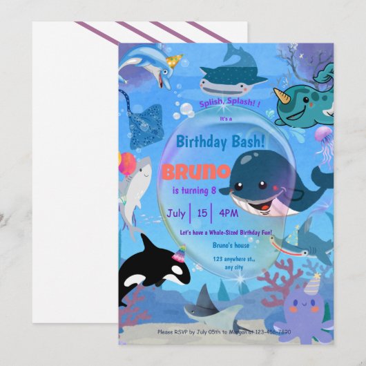 ジンベエザメ 招待状 (正面/裏面)