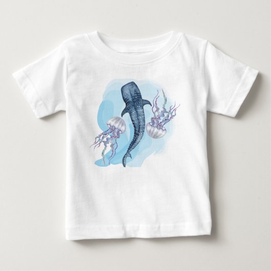 ジンベエザメ 水彩画 ベビーTシャツ (正面)