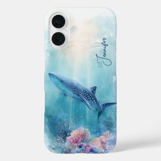 ジンベエザメ 海 珊瑚礁 カスタムネーム Case-Mate iPhoneケース (裏面)
