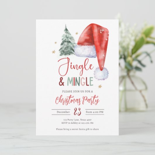 ジンルアンドミングルクリスマスパーティーホリデーサンタ 招待状 (スタンド正面)