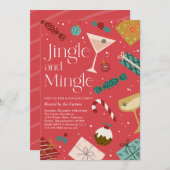 ジンルアンドミングルクリスマスホリデーカクテルパーティー 招待状 (正面/裏面)