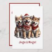 ジンルアンドミングルクリスマス柴犬サンタドッグス 招待状 (正面/裏面)