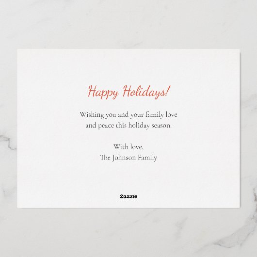 ジンルオールザウェイカーとクリスマスツリー金ゴールド 箔シーズンカード (裏面)