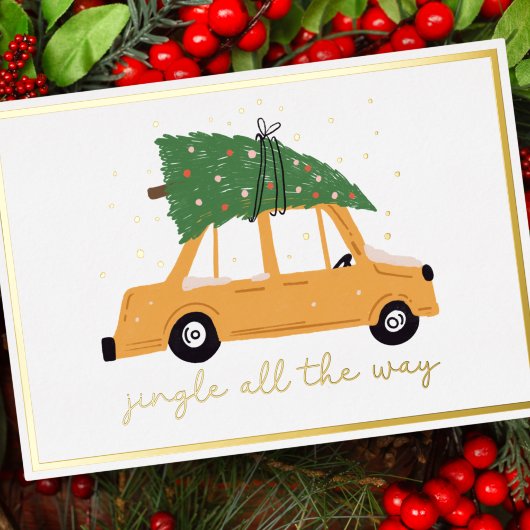 ジンルオールザウェイカーとクリスマスツリー金ゴールド 箔シーズンカード