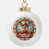ジンルザメの陽気なトナカイのクリスマス セラミックボールオーナメント (正面)