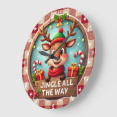 ジンルザメの陽気なトナカイのクリスマス ラージ壁時計 (傾斜)