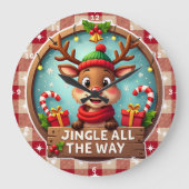 ジンルザメの陽気なトナカイのクリスマス ラージ壁時計 (正面)