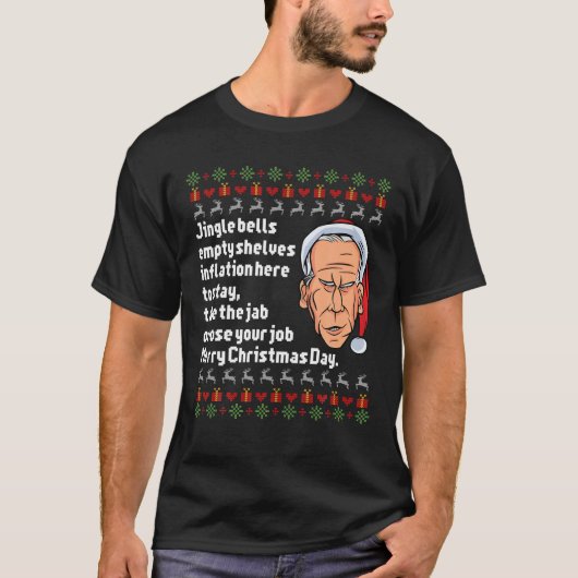 ジンルジョーバイデン氏サンおもしろいタバイデン氏醜いクリスマス Tシャツ (正面)