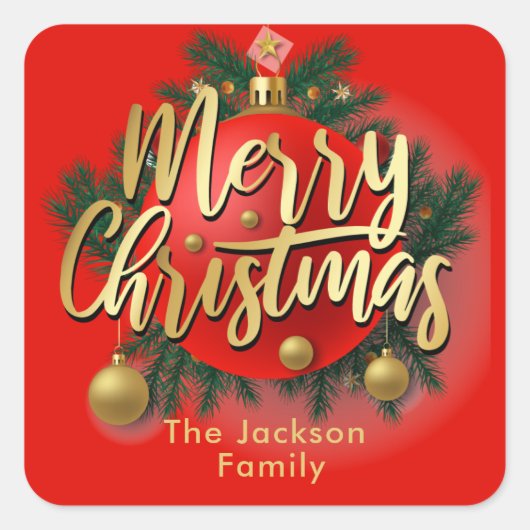 ジンルベルズウィンタースノーフレーククリスマスホリデー スクエアシール (正面)