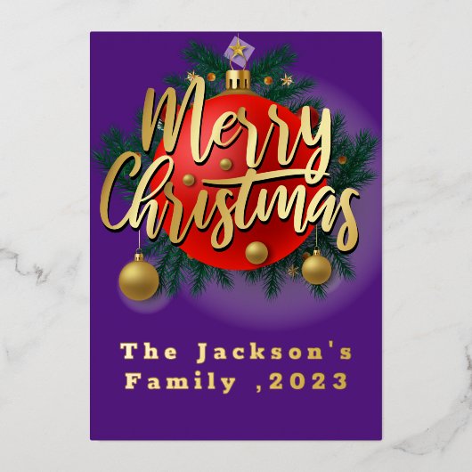 ジンルベルズウィンターブランチスノーフレーククリスマス 箔シーズンカード (正面)