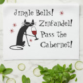 ジンルベルズクリおもしろいスマスワイン引用文 キッチンタオル (折り畳み)