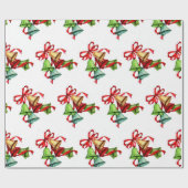 ジンルベルズレッドグリーンクリスマス ラッピングペーパー (フラット)