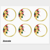 ジンルベルレッドリボングリーンクリスマスギフトタグ ラウンドシール (シート)