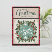 ジンルベルヴィンテージレッドバッファローチェッククリスマス シーズンカード (スタンド正面)