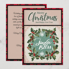 ジンルベルヴィンテージレッドバッファローチェッククリスマス シーズンカード