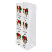 ジンルベル及びホリーラッピング紙 ワインギフトバッグ (正面アングル)