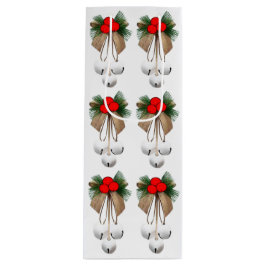 ジンルベル及びホリーラッピング紙 ワインギフトバッグ