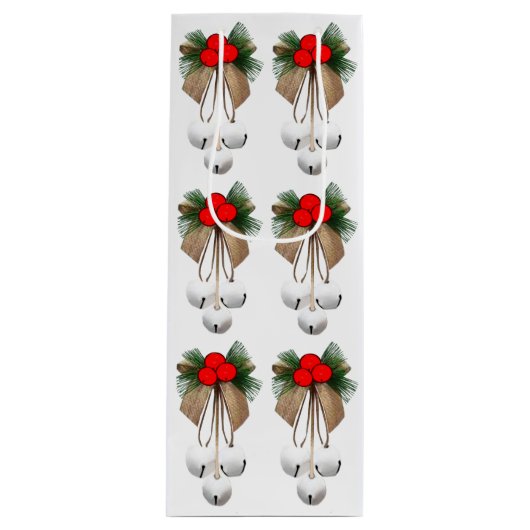 ジンルベル及びホリーラッピング紙 ワインギフトバッグ (正面)