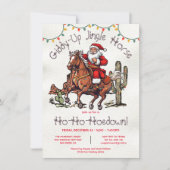 ジンルホースサンタホリデイクリスマスホームダウンパーティー 招待状 (正面)