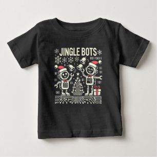 ジンルボットフェスティバルホリデーロボットとサンタハット ベビーTシャツ