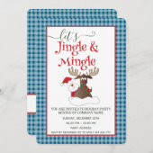 ジンルミングルおもしろいサンタトナカイのホリデーパーティー 招待状 (正面/裏面)