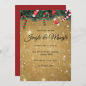 ジンルミングルエレガント金ゴールドモダンクリスマスパーティー 招待状 (正面/裏面)