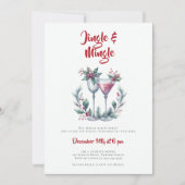 ジンルミングルカクテルリースレッドクリスマスパーティー 招待状 (正面)