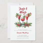 ジンルミングルホリデーカクテルレッドクリスマスパーティー 招待状 (正面)