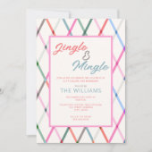 ジンルミンルパステルパステル市松模様にパターンクリスマス 招待状 (正面)