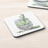 ジン及びトニックの水性ガラスライム コースター (左側)