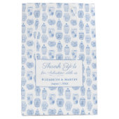 ジン名門私立校風のジャー·ジャー·ブルー·アンド·ホワイト結婚ズ·サンキュー ミディアムペーパーバッグ (正面)