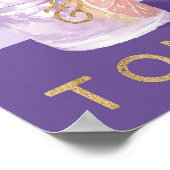 ジン&トニックレトロパープルカクテルウォーターカラー ポスター (角)