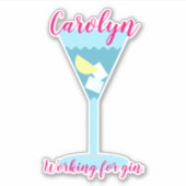 ジン、ブルーガラスの仕事パーソナライズされた、 シール (正面)