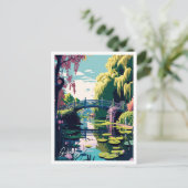 ジヴェルニーフランストラベルヴィンテージイラストレーション ポストカード (スタンド正面)