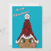 ジーアの赤いチリのサンタ帽をかぶったエルフ 招待状 (正面)