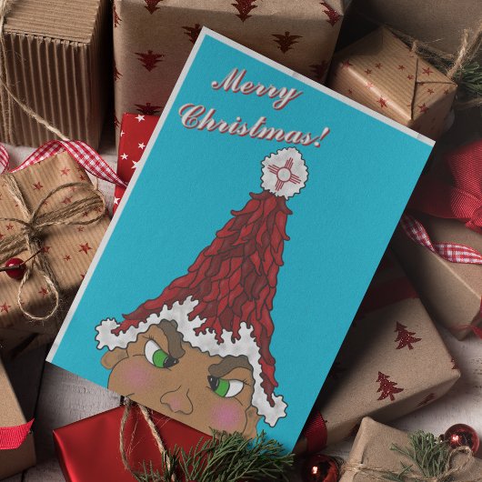 ジーアの赤いチリのサンタ帽をかぶったエルフ 招待状