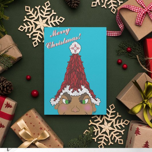 ジーアの赤いチリのサンタ帽をかぶったエルフ 招待状