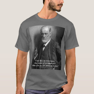 ジークムント・フロイト"1日"。 引用文のTシャツ-色 Tシャツ
