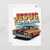 ジーザスハンドルヴィンテージマッスルカー ポストカード (正面/裏面)