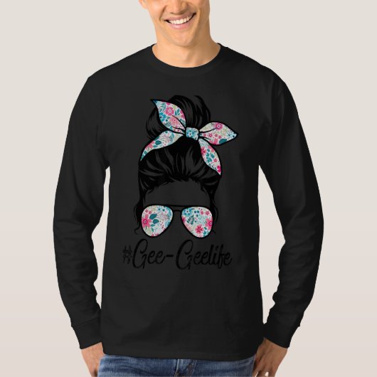 ジージーライフメッシーヘアバンウィメンマザーズデイ Tシャツ (正面)