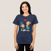 ジーナとミモ、愛と私の心。 トライブレンドTシャツ (正面全面)